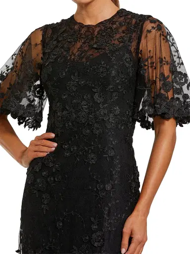 Mac Duggal Women's Embellished Lace Flutter-Sleeve Gown - Black - Size 20 | Thumbnail 3 Mac Duggal Women's Embellished Lace Flutter-Sleeve Gown - Black - Size 20 | Thumbnail 3