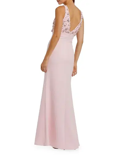 Mac Duggal Women's Crêpe Floral Beaded Bow A-Line Gown - Blush - Size 14 | Thumbnail 2