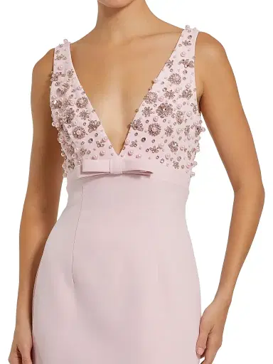 Mac Duggal Women's Crêpe Floral Beaded Bow A-Line Gown - Blush - Size 14 | Thumbnail 3