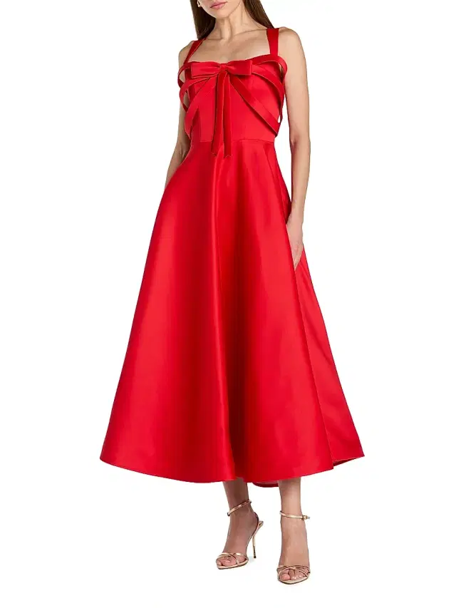 Mac Duggal Women's 3D Bow Midi-Dress - Red