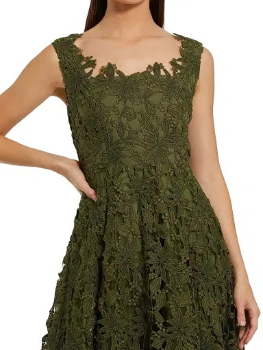 Mac Duggal Women's Lace A-Line Midi-Dress - Army Green - Size 12 | Thumbnail 3 Mac Duggal Women's Lace A-Line Midi-Dress - Army Green - Size 12 | Thumbnail 3