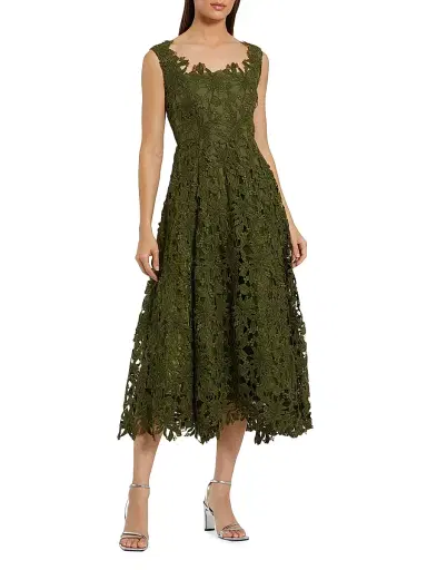 Mac Duggal Women's Lace A-Line Midi-Dress - Army Green - Size 12 | Thumbnail 1 Mac Duggal Women's Lace A-Line Midi-Dress - Army Green - Size 12 | Thumbnail 1