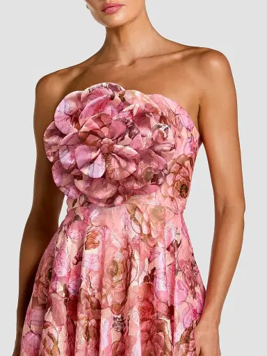 Mac Duggal Women's Floral Organza Strapless Fit-&-Flare Gown - Rose Multi - Size 14 | Thumbnail 3 Mac Duggal Women's Floral Organza Strapless Fit-&-Flare Gown - Rose Multi - Size 14 | Thumbnail 3