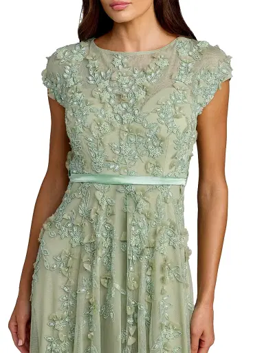 Mac Duggal Women's Embellished Mesh A-Line Cocktail Dress - Sage - Size 18 | Thumbnail 3 Mac Duggal Women's Embellished Mesh A-Line Cocktail Dress - Sage - Size 18 | Thumbnail 3