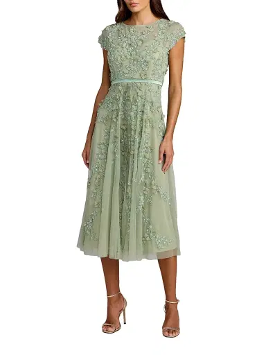 Mac Duggal Women's Embellished Mesh A-Line Cocktail Dress - Sage - Size 18 | Thumbnail 1 Mac Duggal Women's Embellished Mesh A-Line Cocktail Dress - Sage - Size 18 | Thumbnail 1