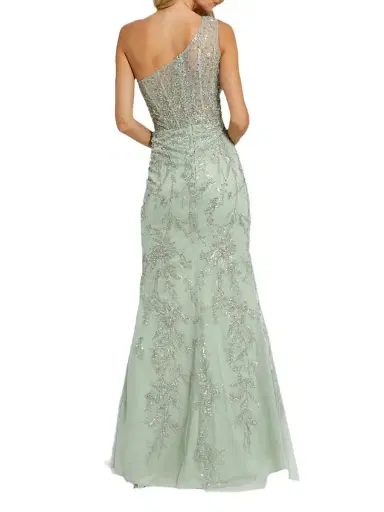 Mac Duggal Women's Embellished One-Shoulder Gown - Sage - Size 12 | Thumbnail 2 Mac Duggal Women's Embellished One-Shoulder Gown - Sage - Size 12 | Thumbnail 2