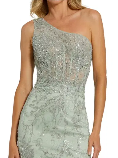 Mac Duggal Women's Embellished One-Shoulder Gown - Sage - Size 12 | Thumbnail 3 Mac Duggal Women's Embellished One-Shoulder Gown - Sage - Size 12 | Thumbnail 3