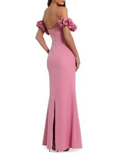 Mac Duggal Women's Crepe 3D Flower Off-The-Shoulder Gown - Rose - Size 16 | Thumbnail 2
