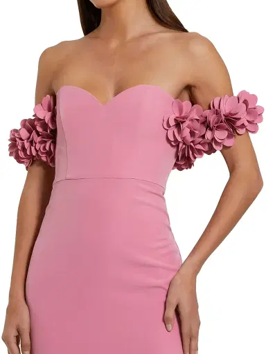 Mac Duggal Women's Crepe 3D Flower Off-The-Shoulder Gown - Rose - Size 16 | Thumbnail 3