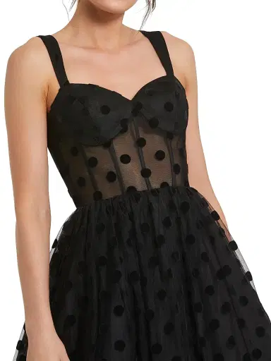 Mac Duggal Women's Polka Dot Tulle Bustier Cocktail Dress - Black - Size 14 | Thumbnail 3 Mac Duggal Women's Polka Dot Tulle Bustier Cocktail Dress - Black - Size 14 | Thumbnail 3