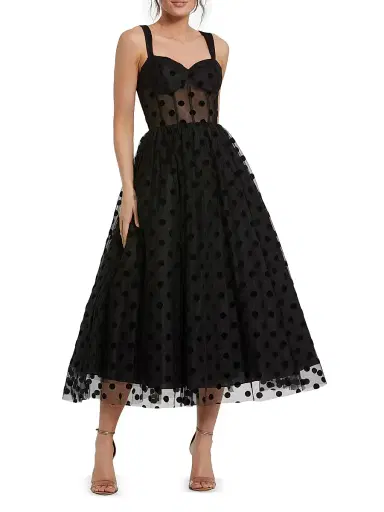 Mac Duggal Women's Polka Dot Tulle Bustier Cocktail Dress - Black - Size 14 | Thumbnail 1 Mac Duggal Women's Polka Dot Tulle Bustier Cocktail Dress - Black - Size 14 | Thumbnail 1