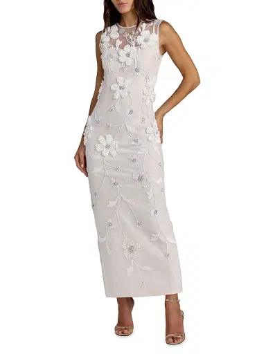 Mac Duggal Women's Embellished Floral Lace Maxi Dress - Ivory - Size 12 | Thumbnail 1