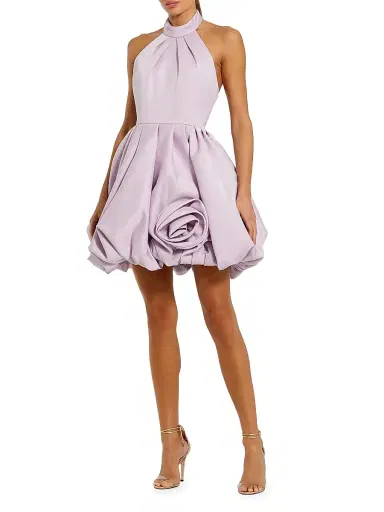 Mac Duggal Women's Ieena Satin Bubble-Hem Minidress - Rose - Size 12 | Thumbnail 2