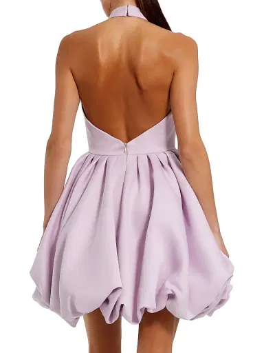 Mac Duggal Women's Ieena Satin Bubble-Hem Minidress - Rose - Size 12 | Thumbnail 3