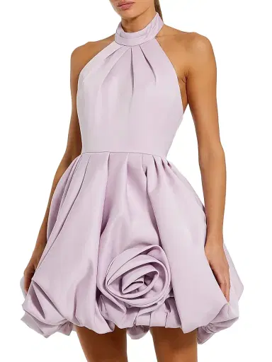 Mac Duggal Women's Ieena Satin Bubble-Hem Minidress - Rose - Size 12 | Thumbnail 1
