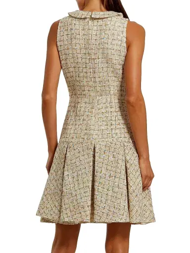 Mac Duggal Women's Bouclé Pleated A-Line Minidress - Gold Multi - Size 0 | Thumbnail 2 Mac Duggal Women's Bouclé Pleated A-Line Minidress - Gold Multi - Size 0 | Thumbnail 2