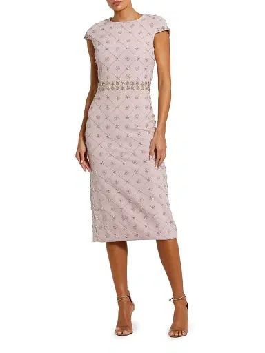 Mac Duggal Women's Hand-Embellished Cap-Sleeve Midi-Dress - Mauve - Size 16 | Thumbnail 1