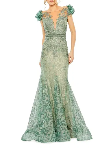 Mac Duggal Women's Beaded Lace Gown - Sage - Size 18 | Thumbnail 1 Mac Duggal Women's Beaded Lace Gown - Sage - Size 18 | Thumbnail 1