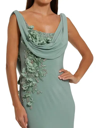 Mac Duggal Women's Evening Beaded Jersey Sleeveless Gown - Sage - Size 14 | Thumbnail 3 Mac Duggal Women's Evening Beaded Jersey Sleeveless Gown - Sage - Size 14 | Thumbnail 3