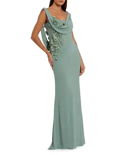 Mac Duggal Women's Evening Beaded Jersey Sleeveless Gown - Sage - Size 14 | Thumbnail 1 Mac Duggal Women's Evening Beaded Jersey Sleeveless Gown - Sage - Size 14 | Thumbnail 1