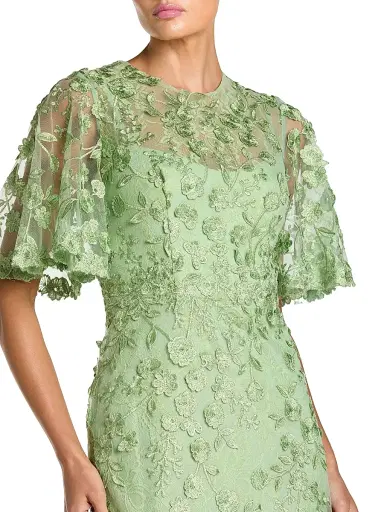 Mac Duggal Women's Embellished Lace Flutter-Sleeve Gown - Sage - Size 20 | Thumbnail 3