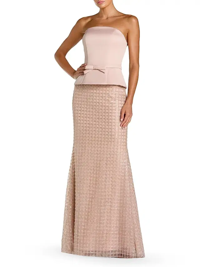 Mac Duggal Women's Sequined Satin Column Gown - Blush