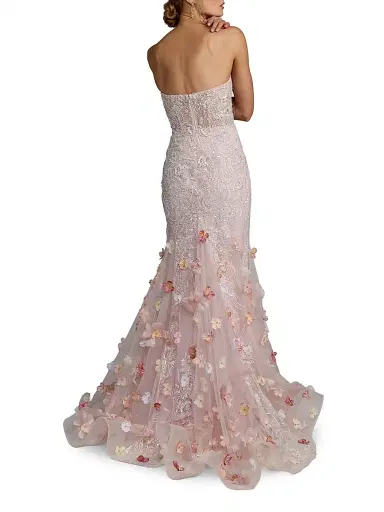 Mac Duggal Women's Embellished Strapless Mermaid Gown - Blush Multi - Size 0 | Thumbnail 2