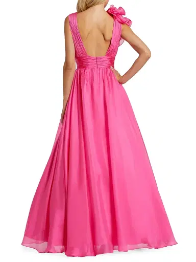Mac Duggal Women's Ruffle Shoulder V-Neck Gown - Hot Pink - Size 16 | Thumbnail 2 Mac Duggal Women's Ruffle Shoulder V-Neck Gown - Hot Pink - Size 16 | Thumbnail 2