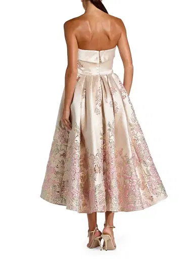 Mac Duggal Women's Floral Brocade Strapless Midi-Cocktail Dress - Champagne Multi - Size 16 | Thumbnail 2 Mac Duggal Women's Floral Brocade Strapless Midi-Cocktail Dress - Champagne Multi - Size 16 | Thumbnail 2