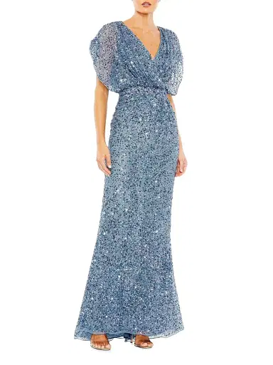 Mac Duggal Women's Evening Metallic Blouson Gown - Seafoam - Size 20 | Thumbnail 2 Mac Duggal Women's Evening Metallic Blouson Gown - Seafoam - Size 20 | Thumbnail 2
