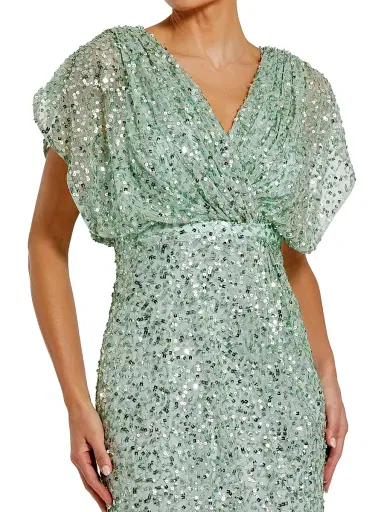 Mac Duggal Women's Evening Metallic Blouson Gown - Seafoam - Size 20 | Thumbnail 4 Mac Duggal Women's Evening Metallic Blouson Gown - Seafoam - Size 20 | Thumbnail 4
