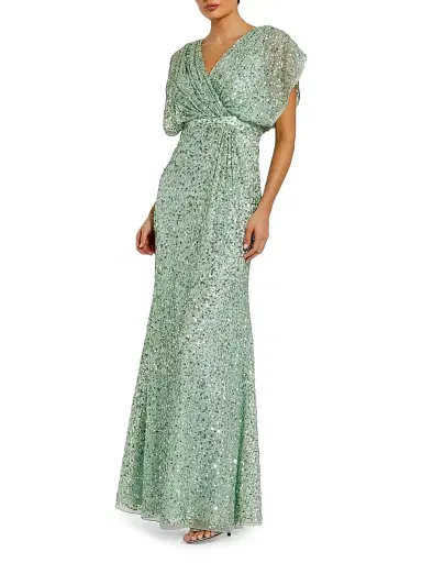 Mac Duggal Women's Evening Metallic Blouson Gown - Seafoam - Size 20 | Thumbnail 1 Mac Duggal Women's Evening Metallic Blouson Gown - Seafoam - Size 20 | Thumbnail 1