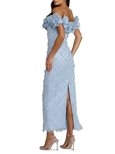 Mac Duggal Women's Embroidered Floral Off-The-Shoulder Cocktail Dress - Powder Blue - Size 14 | Thumbnail 2