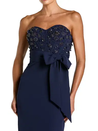 Mac Duggal Women's Beaded Crepe Strapless Column Gown | Thumbnail 3 Mac Duggal Women's Beaded Crepe Strapless Column Gown | Thumbnail 3