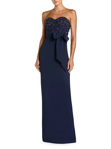 Mac Duggal Women's Beaded Crepe Strapless Column Gown | Thumbnail 1 Mac Duggal Women's Beaded Crepe Strapless Column Gown | Thumbnail 1