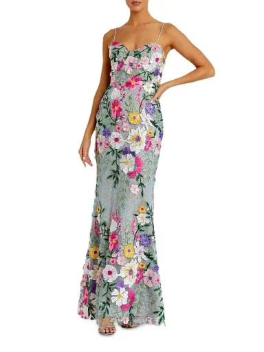 Mac Duggal Women's Prom Floral Embroidered Bustier Gown - Sage Multi - Size 0 | Thumbnail 1 Mac Duggal Women's Prom Floral Embroidered Bustier Gown - Sage Multi - Size 0 | Thumbnail 1