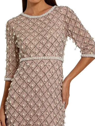 Mac Duggal Women's Evening Pearl Embellished Mesh Gown - Light Rose - Size 20 | Thumbnail 3