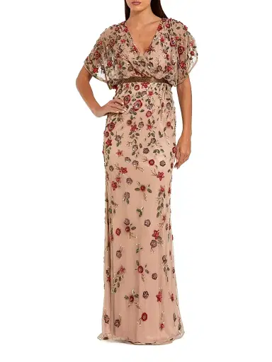 Mac Duggal Women's Floral Embellished A-Line Gown - Antique Rose - Size 18 | Thumbnail 1 Mac Duggal Women's Floral Embellished A-Line Gown - Antique Rose - Size 18 | Thumbnail 1