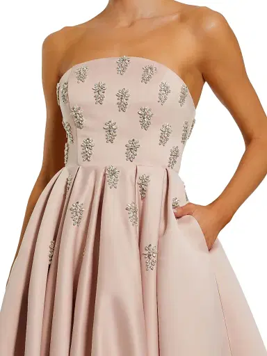 Mac Duggal Women's Embellished Satin Strapless Tea-Length Dress - Blush - Size 16 | Thumbnail 3