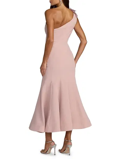Mac Duggal Women's One-Shoulder Neckline Crepe Trumpet Midi-Dress - Rose - Size 16 | Thumbnail 2 Mac Duggal Women's One-Shoulder Neckline Crepe Trumpet Midi-Dress - Rose - Size 16 | Thumbnail 2