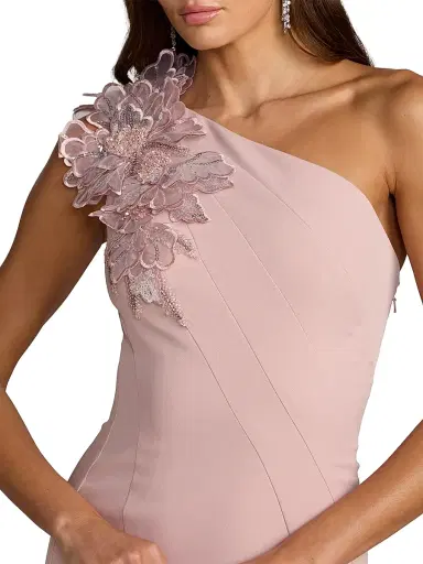 Mac Duggal Women's One-Shoulder Neckline Crepe Trumpet Midi-Dress - Rose - Size 16 | Thumbnail 3 Mac Duggal Women's One-Shoulder Neckline Crepe Trumpet Midi-Dress - Rose - Size 16 | Thumbnail 3