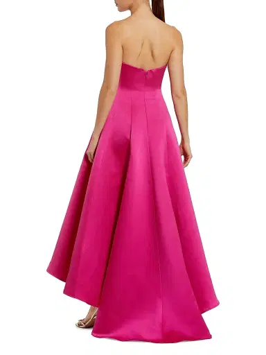 Mac Duggal Women's 3D Floral Applique Satin A-Line Gown - Hot Pink - Size 14 | Thumbnail 2