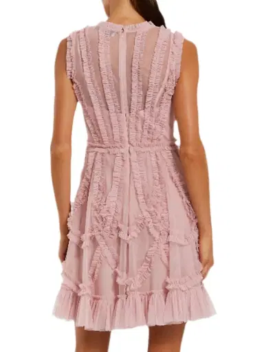 Mac Duggal Women's Mesh Dotted Micro Ruffled Minidress - Rose - Size 12 | Thumbnail 2 Mac Duggal Women's Mesh Dotted Micro Ruffled Minidress - Rose - Size 12 | Thumbnail 2