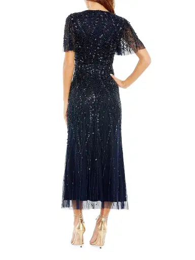 Mac Duggal Women's Beaded Sheath Short-Sleeve Midi-Dress - Midnight - Size 24 | Thumbnail 2 Mac Duggal Women's Beaded Sheath Short-Sleeve Midi-Dress - Midnight - Size 24 | Thumbnail 2