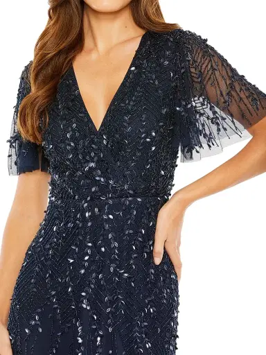 Mac Duggal Women's Beaded Sheath Short-Sleeve Midi-Dress - Midnight - Size 24 | Thumbnail 3 Mac Duggal Women's Beaded Sheath Short-Sleeve Midi-Dress - Midnight - Size 24 | Thumbnail 3