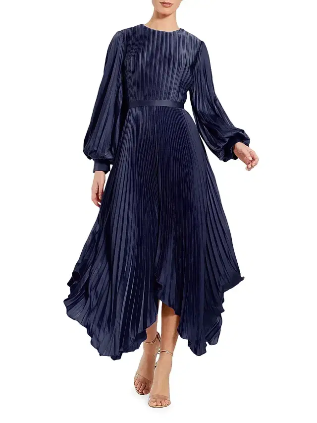 Mac Duggal Women's Ieena Pleated Midi-Dress - Midnight