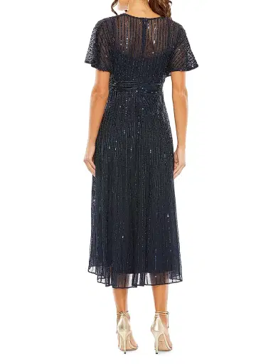 Mac Duggal Women's Sequined Short-Sleeve Midi-Dress - Midnight - Size 20 | Thumbnail 2