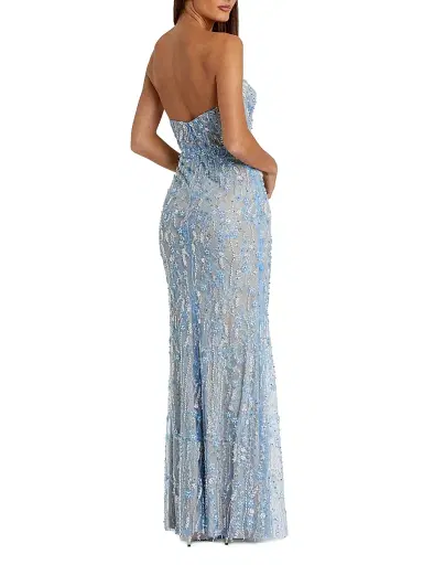 Mac Duggal Women's Embellished Floral Lace Strapless Bustier Gown | Thumbnail 2 Mac Duggal Women's Embellished Floral Lace Strapless Bustier Gown | Thumbnail 2