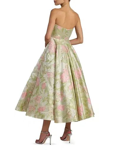 Mac Duggal Women's Floral Brocade Strapless A-Line Cocktail Dress | Thumbnail 2 Mac Duggal Women's Floral Brocade Strapless A-Line Cocktail Dress | Thumbnail 2