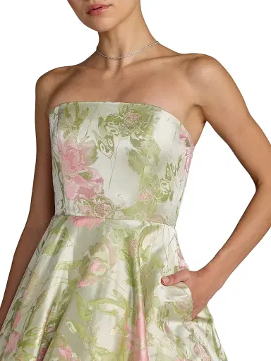 Mac Duggal Women's Floral Brocade Strapless A-Line Cocktail Dress | Thumbnail 3 Mac Duggal Women's Floral Brocade Strapless A-Line Cocktail Dress | Thumbnail 3